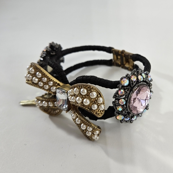 Betsey Johnson Black and Gold Bracelet with Intricate Detailing - Picture 2 of 4